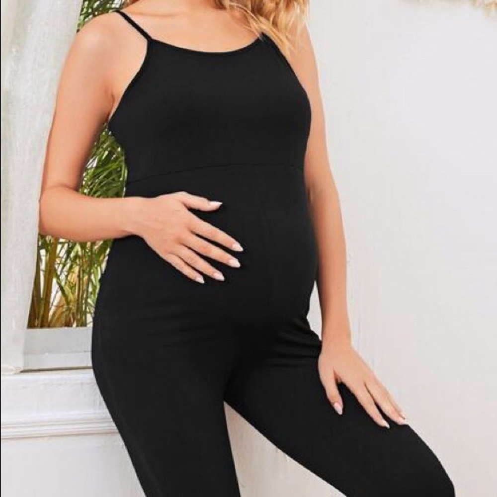 *MATERNITY* Black Spaghetti Strap Jumpsuit
